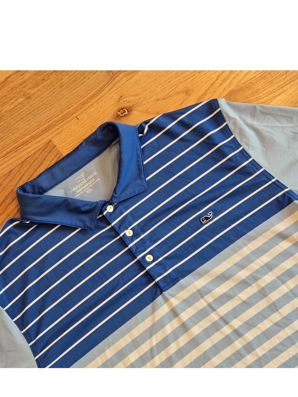 Vineyard Vines Performance Polo Mens XXL 2XL Short Sleeve Stretch Striped Blue